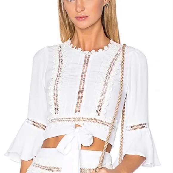 For Love & Lemons Willow Crop Top in White Size M - Picture 1 of 7